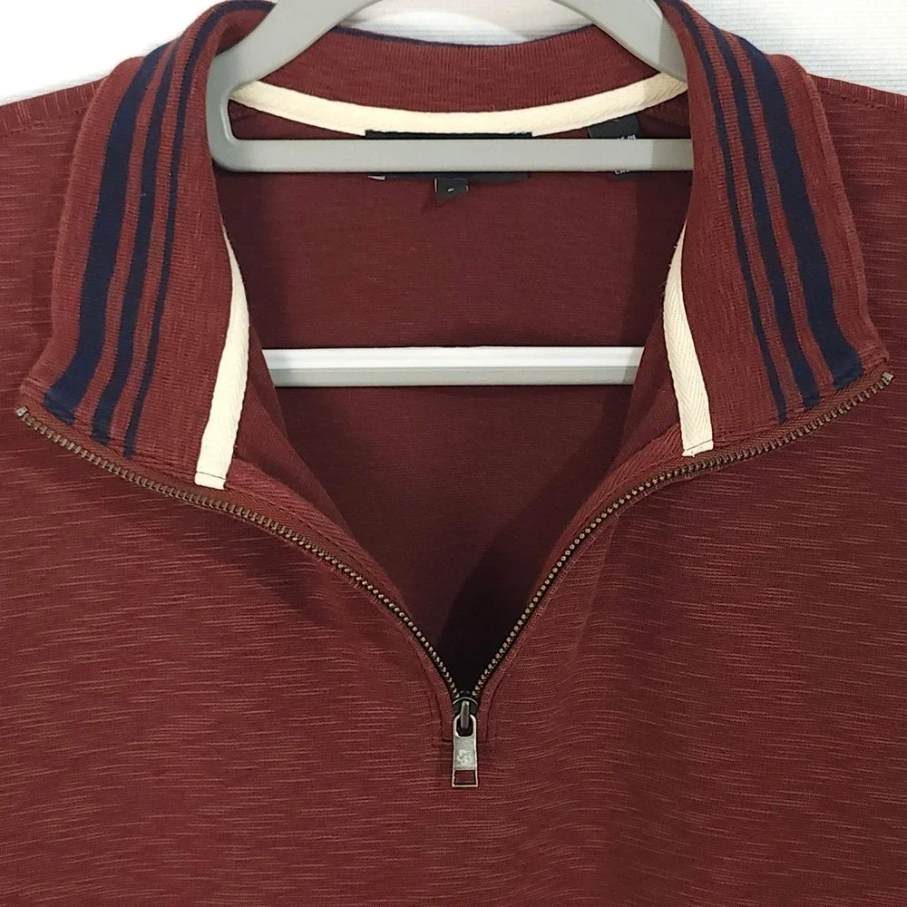 Ted Baker London Berks Burgundy Textured Quarter Zip Pullover Size 5 XL